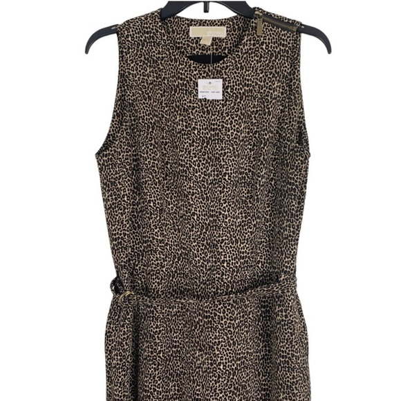 NEW MICHAEL KORS Dark Camel Brown Leopard Print Cropped Jumpsuit Size 8 - Picture 4 of 11